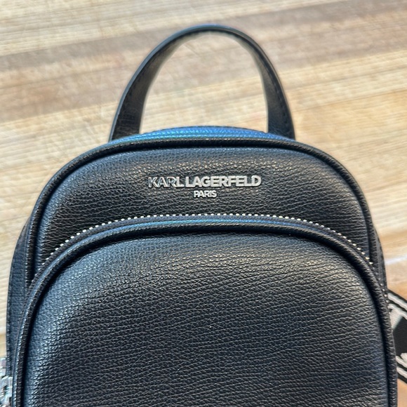 Karl Lagerfeld Black Crossbody Bag with Branded Strap - Picture 2 of 8